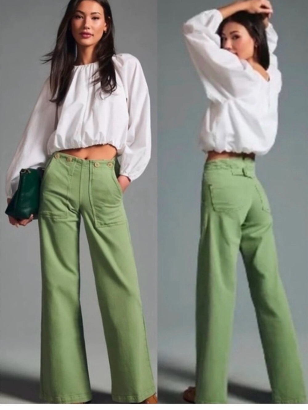 Anthropologie Pilcro The Kit High Rise Wide Leg Utility Pants Women's size 27 T